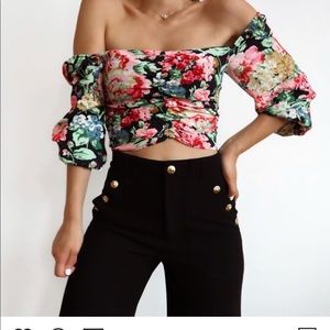 Zara med floral print blouse NWT